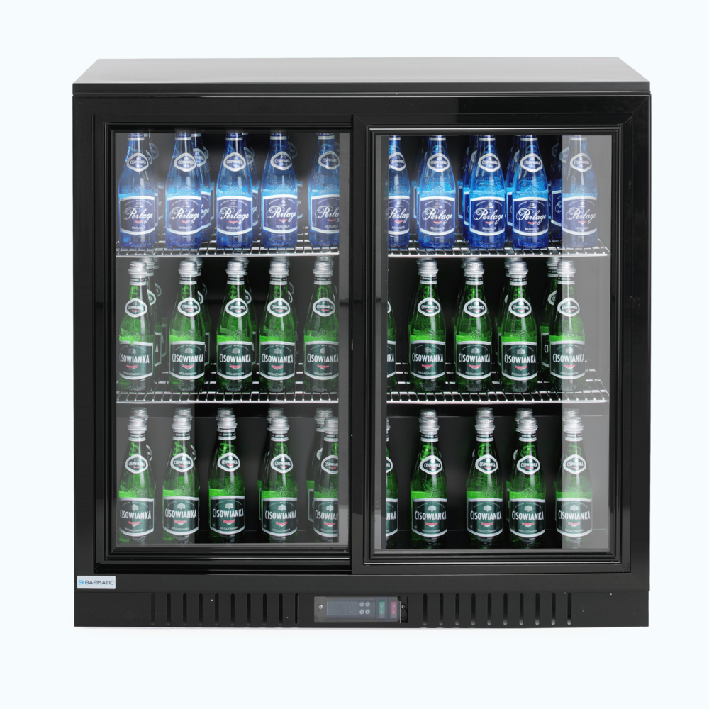 Product photo CANDOUR bar cooler 198L with sliding door, 900x520x(H)835, black
